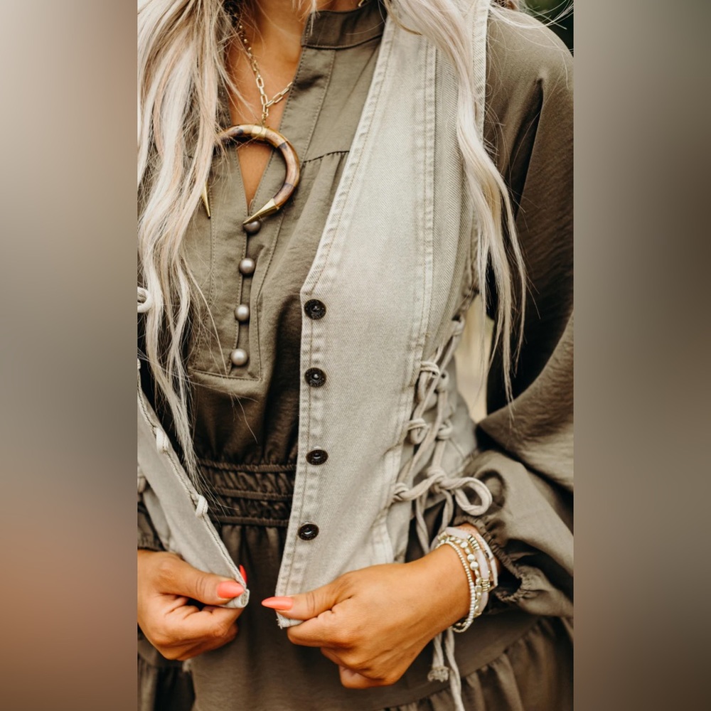 Tan denim vest